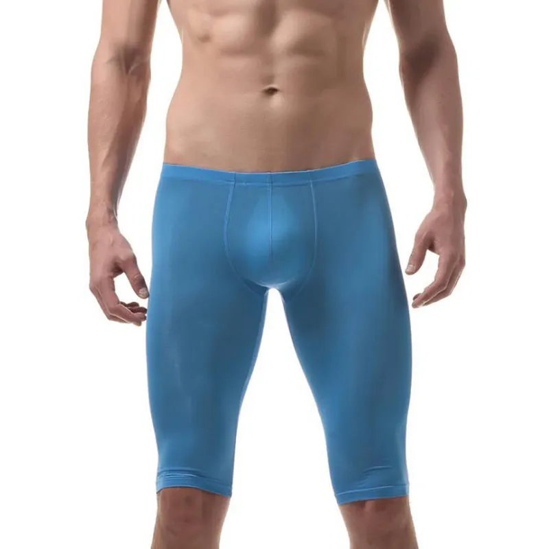 Bas de sommeil Sexy Sheer Ice Soie Pyjama Shorts Sous-vêtements gai Homme Transparent Dentelle Pantalon Voir à travers Leggings Hommes Collants