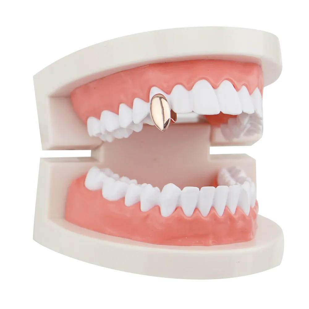 Fantasticdreamer Single Fangs Teeth Grillz Smooth Silver Gold Rose Gold Color Grillz Teeth Cheap Teeth Set Hip Hop Men Jew2929081