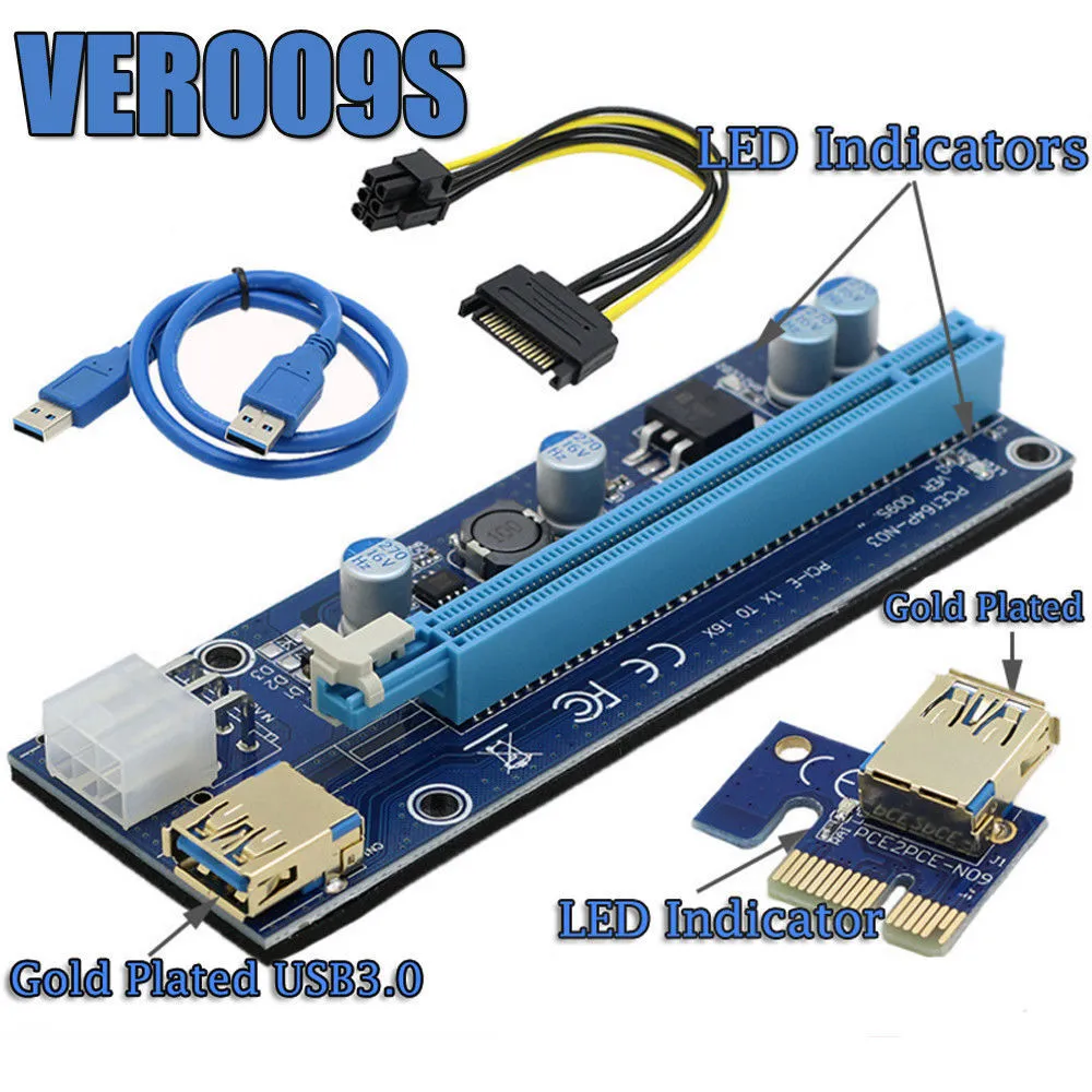60cm 008S PCI-E Riser 1X 16X USB3.0 Scheda adattatore Wire del cavo per BTC Miner 
