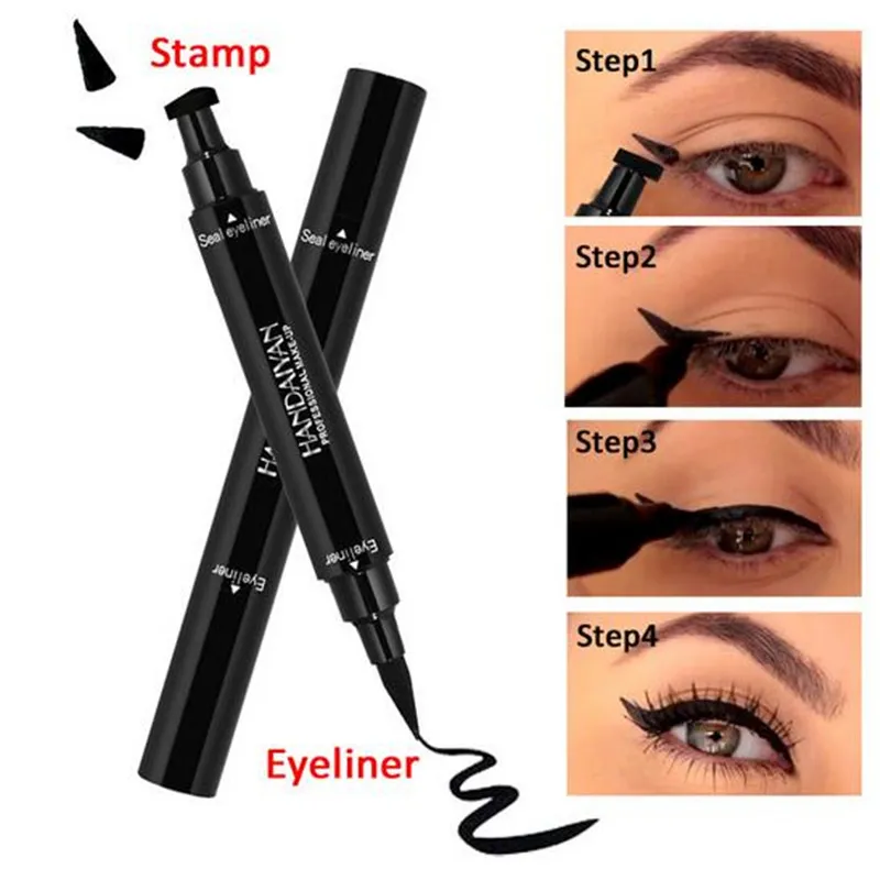 Hot new Liquid Eyeliner Stamp Pencils Long Lasting waterproof Eye Liner stamp seal double-ended with black color