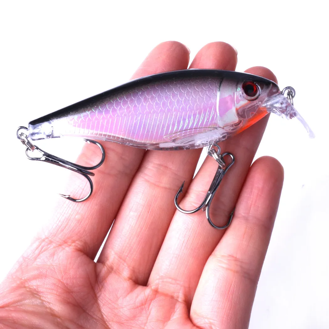 Cebo de manivela láser de plástico ABS 9cm 13g ojos 3D artificiales realistas pequeños peces trucha leucomas anzuelos de señuelo de pesca