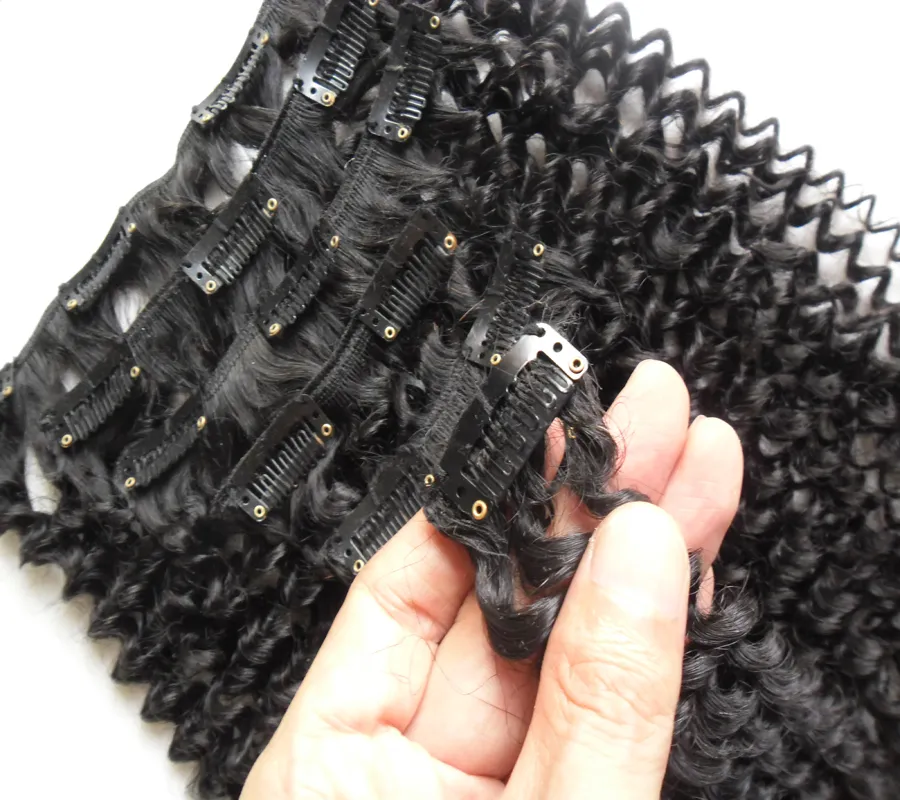 Clip nelle estensioni dei capelli umani Clip ricci afro crespi 100g / set 4B 4C Brasiliano naturale capelli umani Clip ins