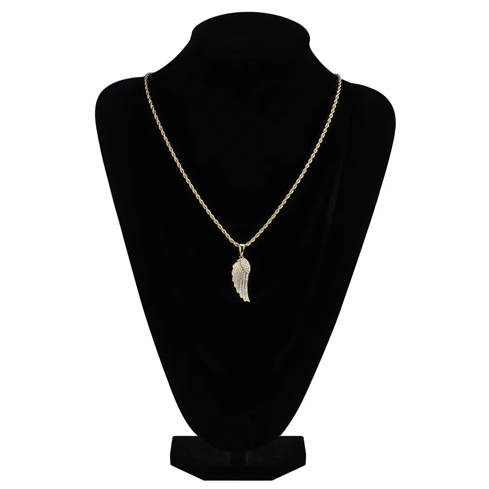 Fashion Women Jewelry Angel Wings Pendant Necklace Gold Silver Color Plated Iced Out Full CZ Stone Gift Idea2978991