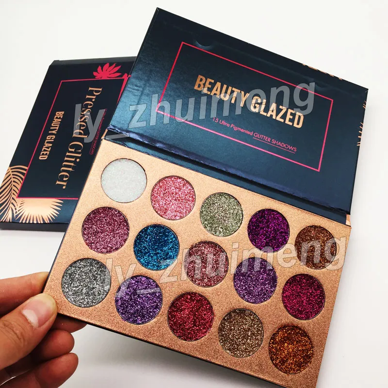 2018 Beauté Glazed Glitter Injections Pressé Glitters Fard À Paupières Diamant Rainbow Make Up Cosmétique 15 Couleurs Eye Shadow Magnet Palette