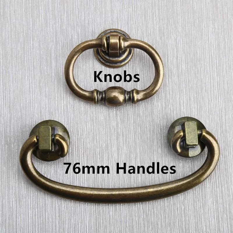 76mm dresser handle knobs bronze drawer cabinet pull 3 antique brass drop rings vintage furniture handles knob286U