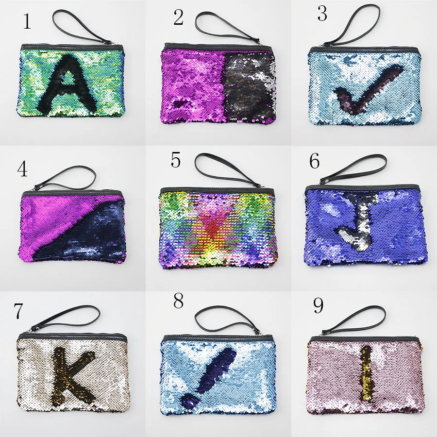 Mermaid Sequin Cosmetic Bag Glitter Makeup Coin Purse Evening Bling Storage Bags Toggle discoloration Handbag C4494