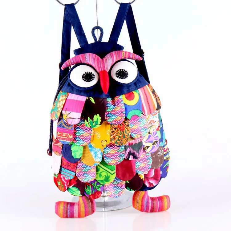 Nieuwe Mode Applicaties Owl Rugzakken Kids Gift Big Patchwork Preppy Style Rugzak Top All-match Students kleine rugzak