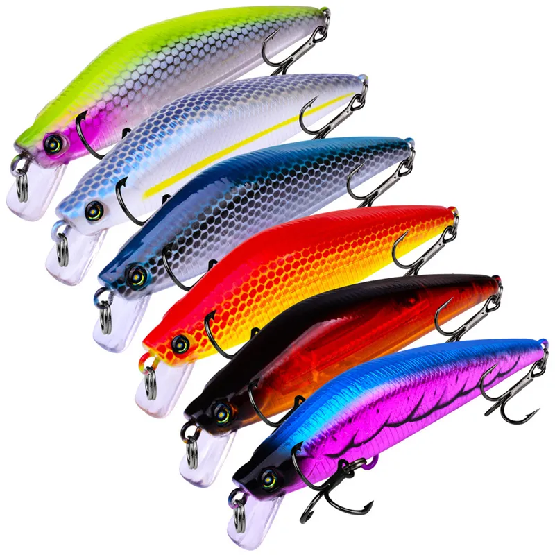 Novo micro abs plástico minnow isca de pesca a laser 6 cores 8g 8cm vívido truta atum isca dura7629983