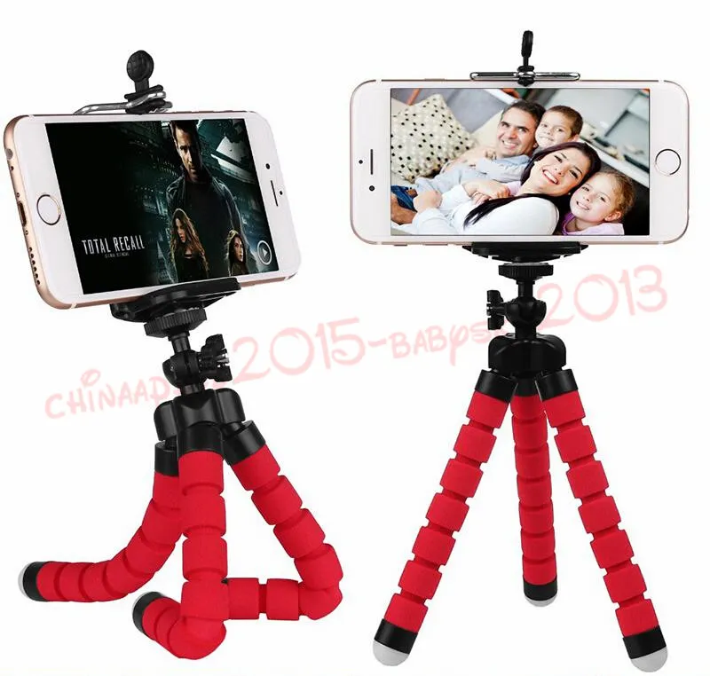 Titular do tripé flexível de 3 colégio para câmera de carro de telefone celular Universal Mini Octopus Sponge Stand Selfie Monopod Mount com clipe por DHL