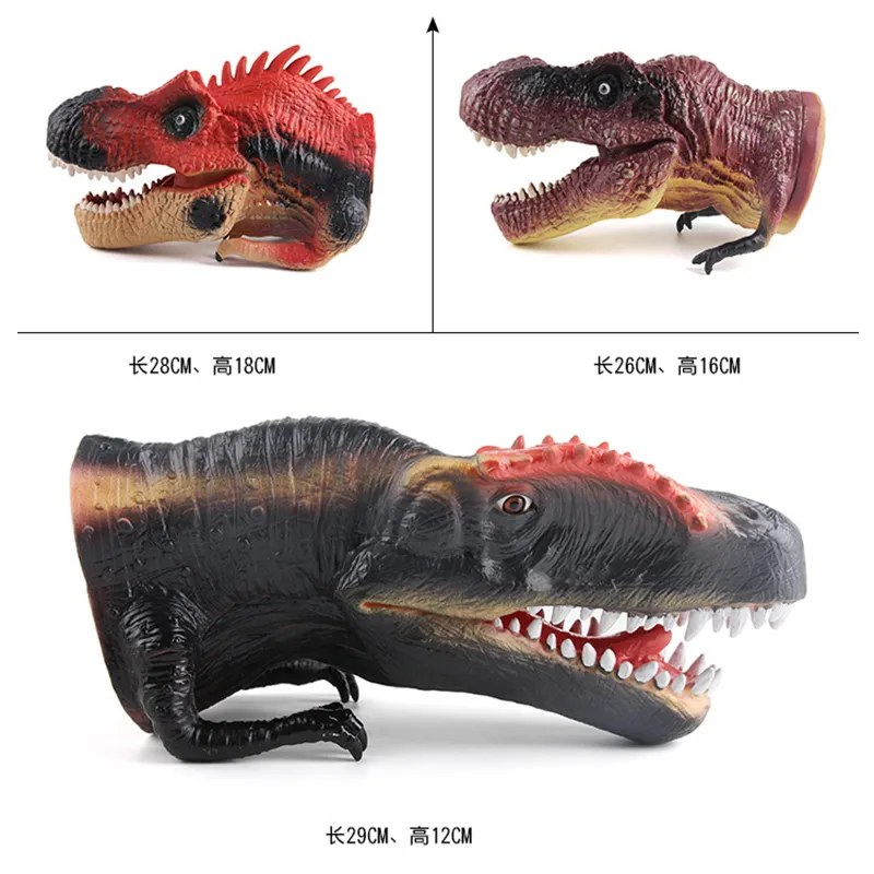 simulering plast dinosaur docka leksak mjuk vinyl pvc dinosaur djur huvud hand marionett figur leksaker handskar barn leksak modell