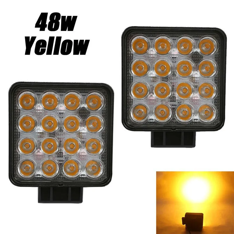 4,5 tum Amber Yellow 3000K 48W LED-arbetsljus 12V 24V av väg bil Auto LED-lampa Offroad ATV 4x4 lampor Foglamp