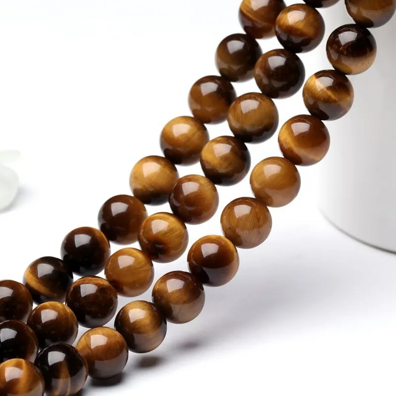 Natural Tiger Eye Stone Round lösa pärlor 4-12 mm för örhänge armband och halsband diy smycken för män kvinnor