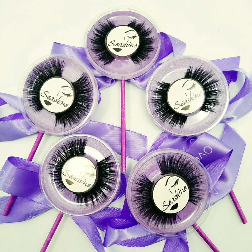 Wholesale-3D Mink Charming Black False Lollipop Eyelashes Eye Lash Sticker Car Headlight Decoration Funny Full Strip eyelashes
