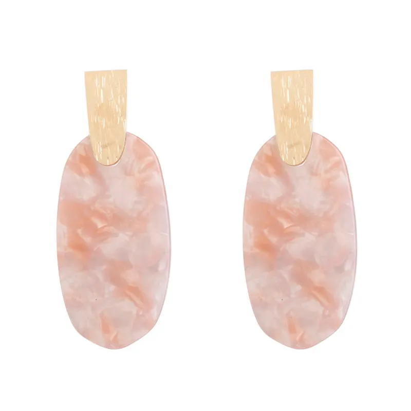 2018 bijoux rose ovale Aragon boucles d'oreilles pour femmes barre de cuivre déclaration or résine léopard boucles d'oreilles en gros