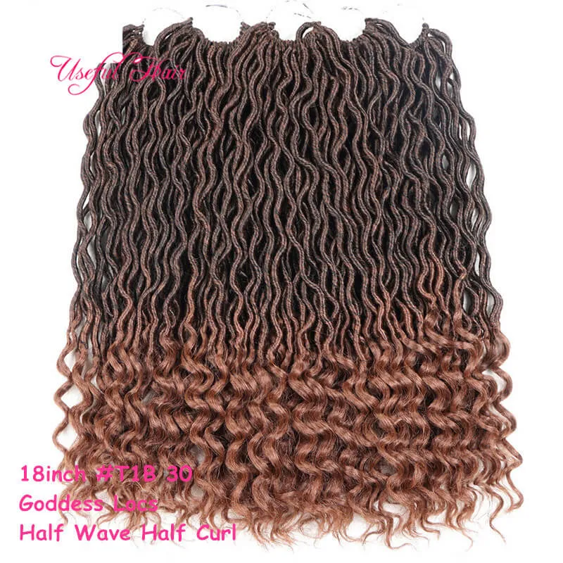 OMBRE COLOR GODDESS LOCS HAIR marley braiding hair Extensions free ship 2021 fashion 18inch crochet braids hald wave hald curly for black women