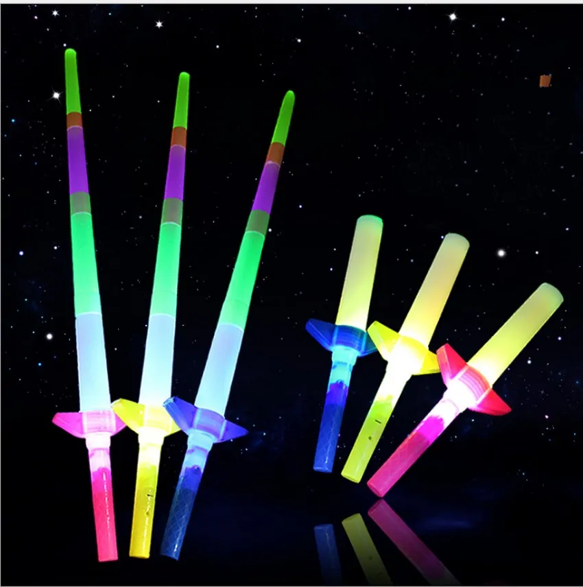 Telescópico LED Glow Stick Flash LED vara de luz espada fluorescente varas luminosas levou alegria adereços festivais Natal carnaval carnaval concertos concertos brinquedos