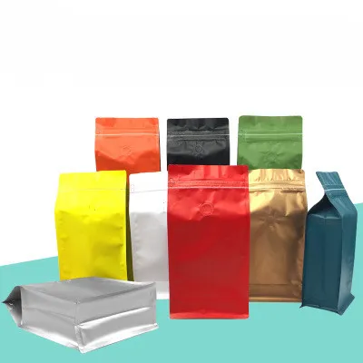 DHL Aluminiumfolie Koffieboon Verpakking Tas Gekleurde Rits Stand-up Pouch Koffie met Klep One Pond Side Gusset One Pound