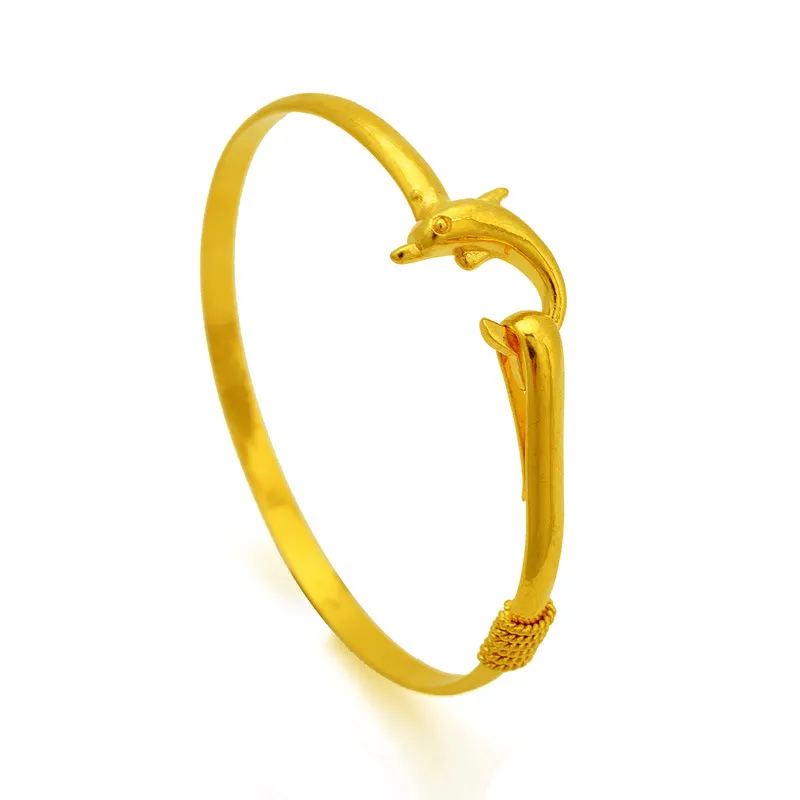 Caliente nuevo regalo precio de fábrica oro encanto brazalete fino malla noble delfín pulsera joyería de moda 1834