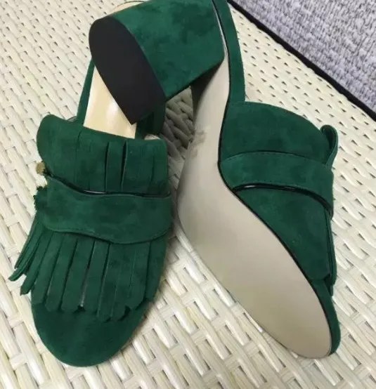 sandali con tacco spesso da donna di vendita calda scarpe da ufficio signora casual sandali con fondo spesso verde tacchi corti ragazze moda scarpe nere 9 t02