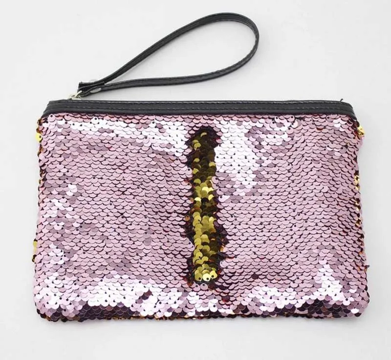 Glitter Mermaid Sequin Evening Clutch Bag Reversible Sequins Coin Wallet Purse Makeup Storage Mix Color Cosmetic Bag