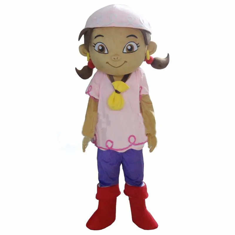 2018 Hoge Kwaliteit Heet Meisje Roze Haar Pluche Cartoon Karakter Mascotte Kostuum Fancy Dress