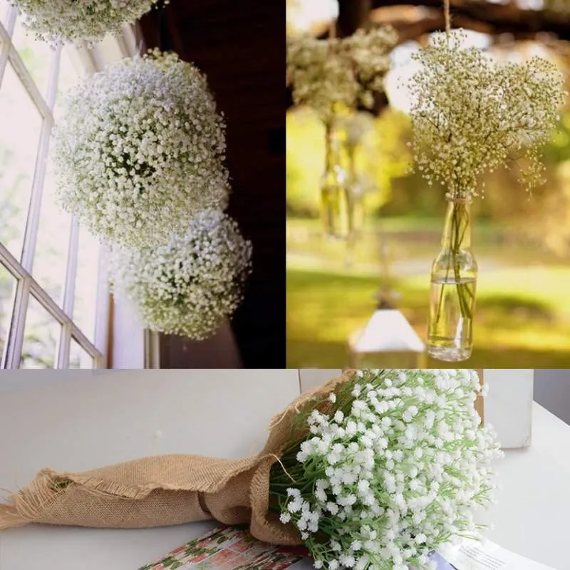 Ramo di fiori artificiali fai-da-te Fiore di respiro del bambino Gypsophila Pianta in silicone finto per decorazioni per feste in hotel per la casa di nozze