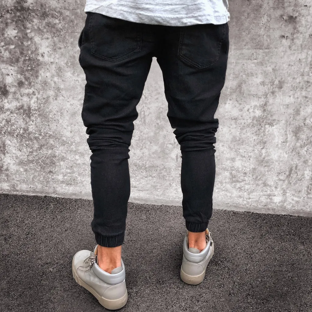 Men Fashion Jeans Ripped Draped Skinny Pencil Pants Male Spring Autumn Clothes Jeans