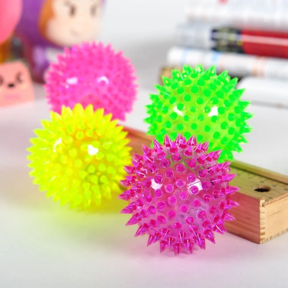 Novelty Lighting Soft Rubber Hedgehog Bouncing Barbed Ball Led Flash Pet Toys Christmas Birthday Festival Gift