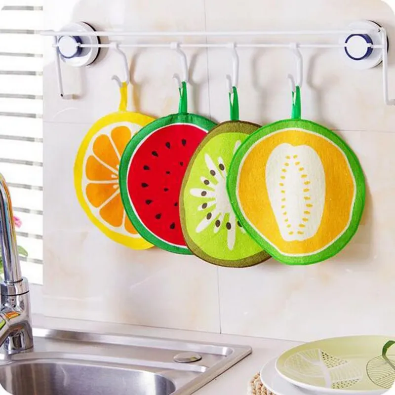 Toalla de mano de cocina colgante, toallas de microfibra con estampado de frutas encantadoras, trapo de limpieza de secado rápido, paño de limpieza