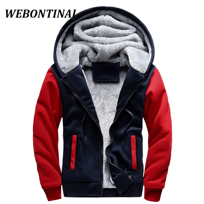 Webontinal Winter Sweatshirt Mäns Hoodie Man Coat Hooded Brand Casual Zipper Tjocken Velvet Moleton Masc Man Tracksuit