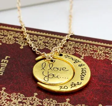 Fashion New Styles I Love You To The Moon and Back Necklace Lobster Clasp Pendant Necklaces293E