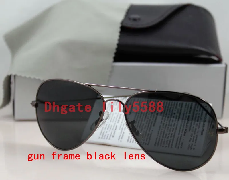 Высококачественные классические пилотные солнцезащитные очки Дизайнер Большие металлические солнцезащитные очки для мужчин Женщины Серебряное зеркало 58 мм 62 -мм стеклянные линзы УФ -протест1622937