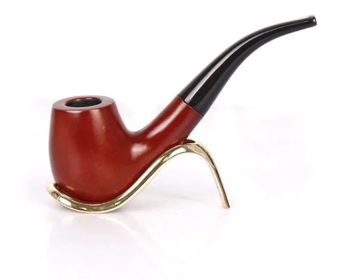 Old Red Wood Smoke Bucket Solid Wood Manual Tobacco Pipe Acrylic Curved Handle Smooth Surface Free Pipe Tobacco Pipe