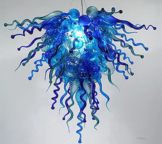 Custom Chandeliers Lamp Light Style Hand Blown Blue Aqua Marine Chandelier Turkish Mosaic Lamps for Home Hotel Decoration