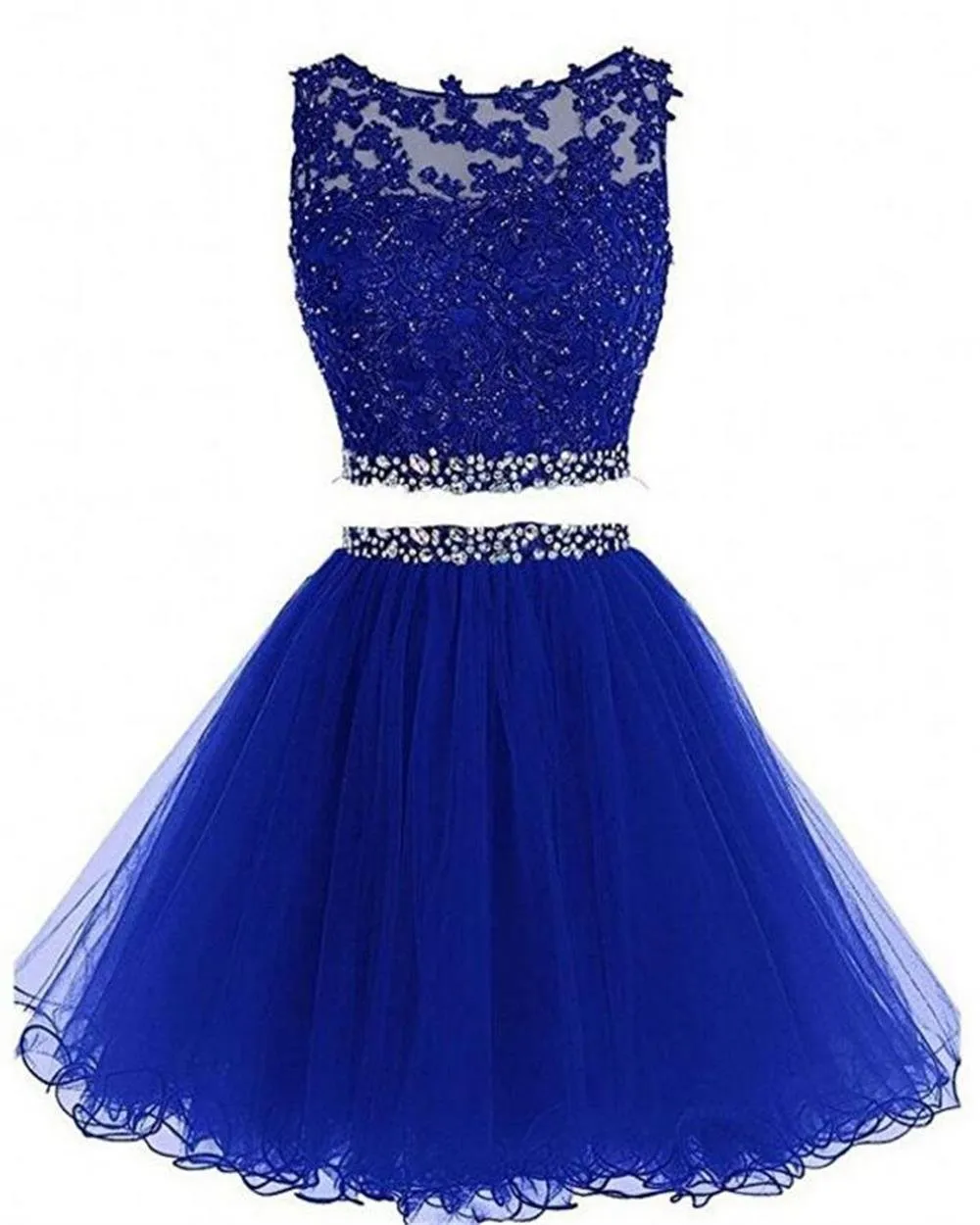 2019 Two Pieces Short Mini Homecoming Dresses Beading Key Hold Back A Line Prom Dresses Plus Size Summer Wear Dreses