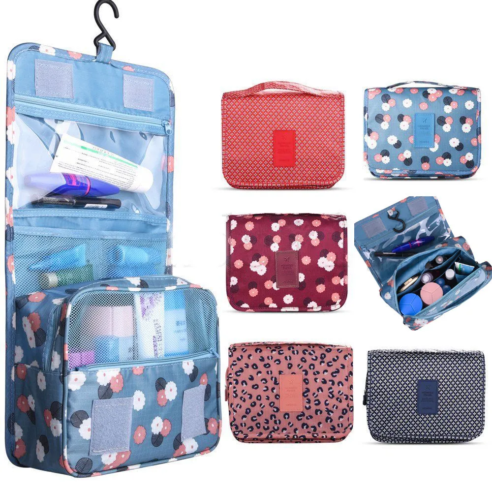 Bolsa de aseo colgante, organizador de viaje, bolsa de maquillaje para cosméticos, estuche para mujeres y hombres, Kit con gancho para colgar para vacaciones