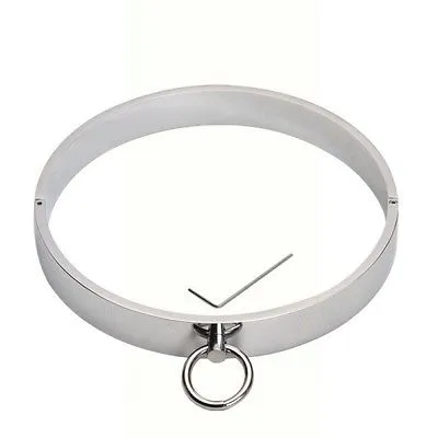 Collare schiavo Bondage in acciaio cromato da 17 "Collana girocollo con perno di bloccaggio di ritenuta L #R78