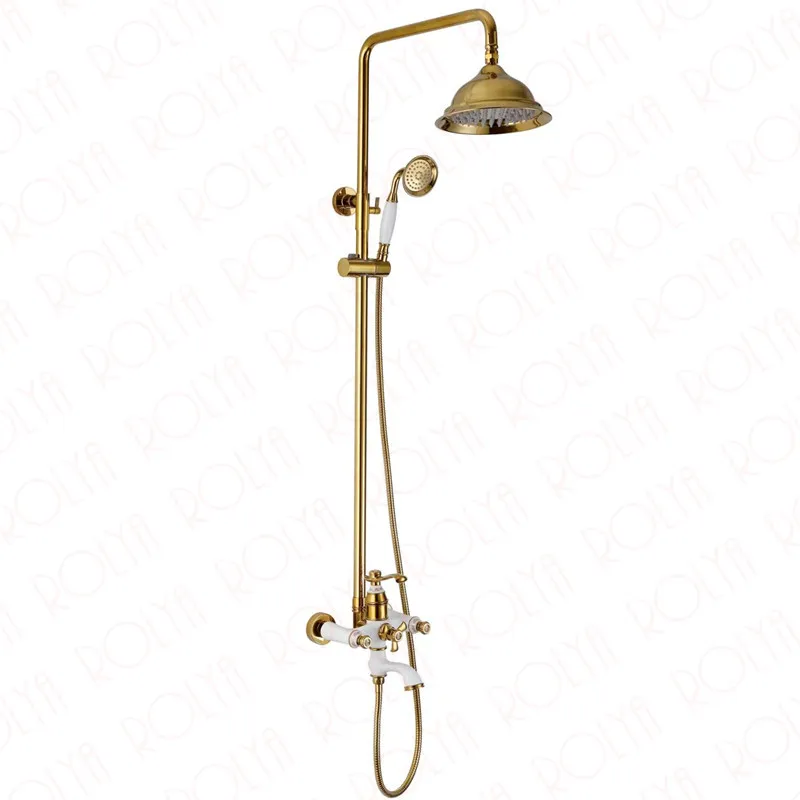 Rolya Venus Dourado / Branco / ORB / Cromado Expostos Luxuoso Banho Chuveiro Sistema BathShower Mixer Set