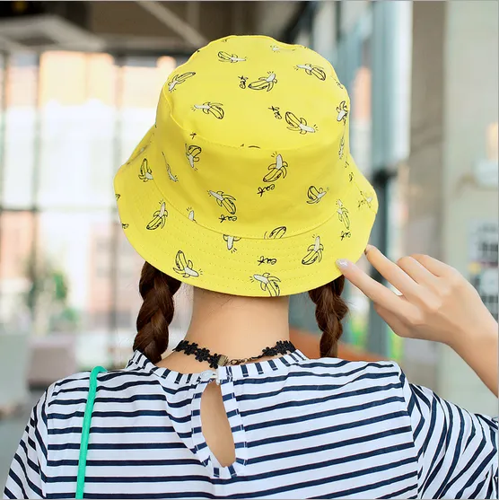 Panama Iki Yan Geri Dönüşümlü unisex moda Kova Şapka Bob Caps Hip Hop Gorro Erkekler Yaz Kap hüzünlü erkek Plaj Güneş Muz Kova Şapka