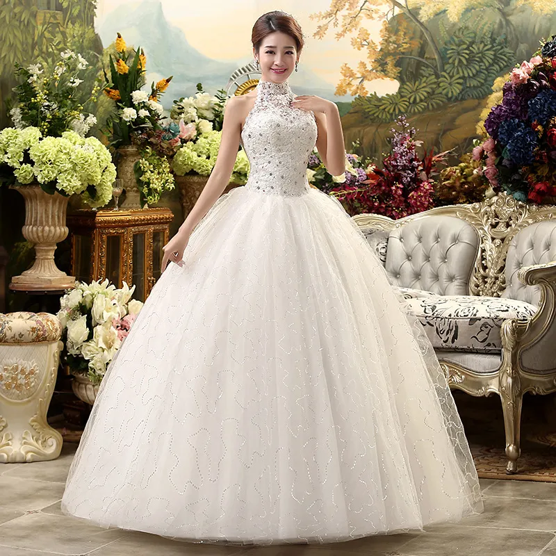 2018 goedkope halster kant trouwjurk vintage vestidos de novia plus size bruid jurk onder $ 100 gratis verzending