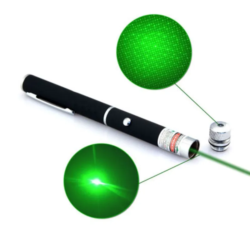 5MW 532nm Penna laser verde Nero Forte raggio visibile Puntatore laser  Puntatore potente 2 in 1 stella testa lazer luce caleidoscopio Regalo di  Natale