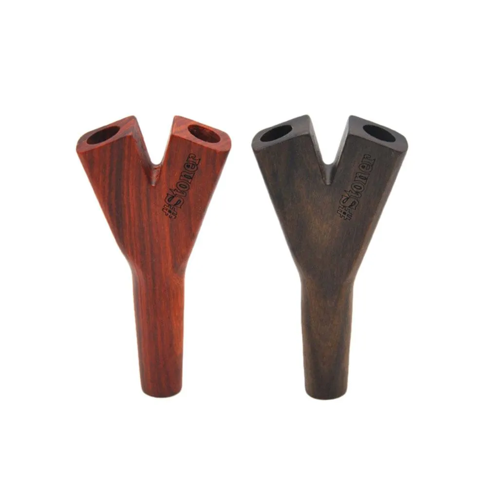 Wood Hand Pipes "Stoner" Double Three Trident Wooden Cigarette Cones Holder Smoking Accessories Portable Carry Case