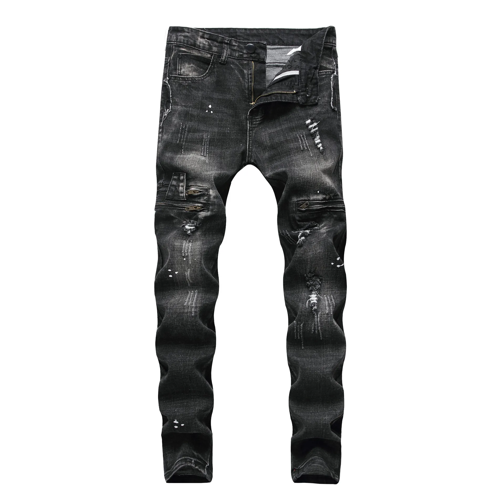 Ripped män jeans storlek 28-42 mode svarta män mager nödsituerade denim jeans med hål förstörda märke designer jean byxor j180708