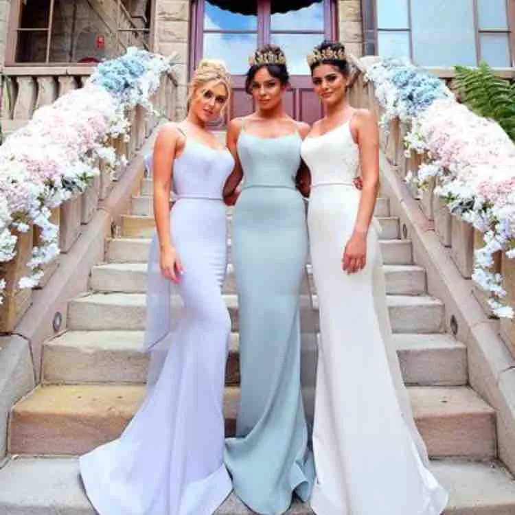 Sexy Backless Prom Dresses Mermaid Long Lace and Sash Bow Simple Bridesmaid Evening Party Gowns Cheap 2019 2020 Vestidos de Festa New