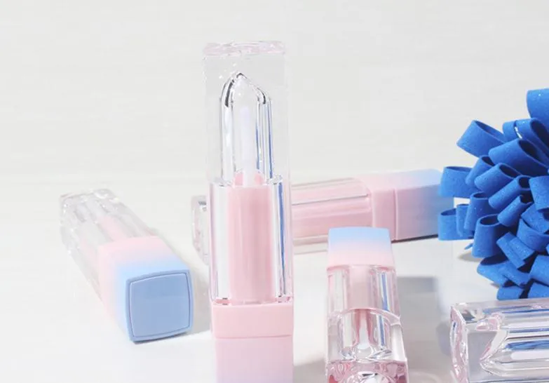 / carré vide lèvre gloss tube gradient rose bleu plastique élégant lèvres liquide conteneurs cosmétiques 5ml échantillon sn1223