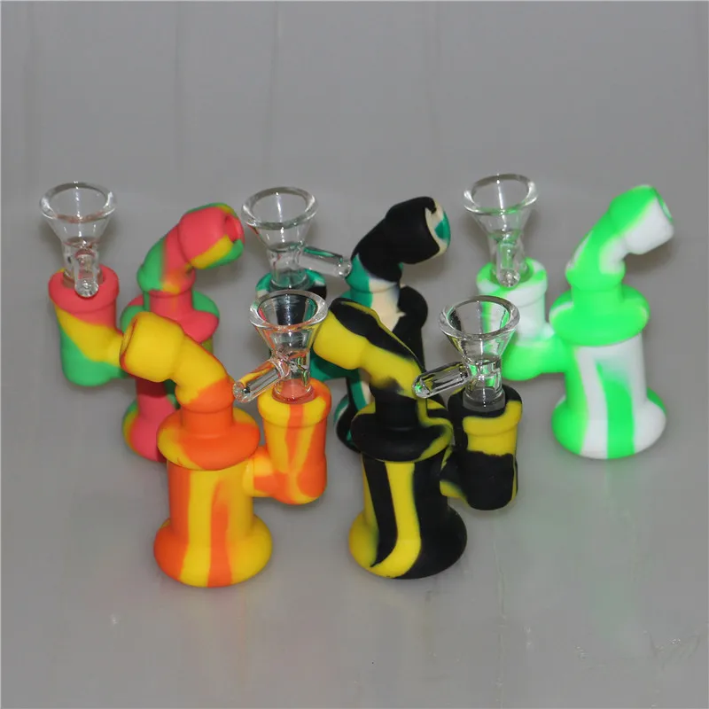 High quality new arrival Portable Mini Silicone bongs Hookah Smoking Pipes Dry Herb water Pipe silicone Percolator Bong bubbler dab rigs