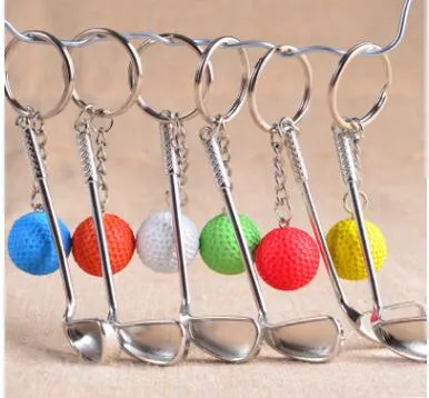porte-clés de golf porte-clés porte-clés en métal balles de porte-clubs