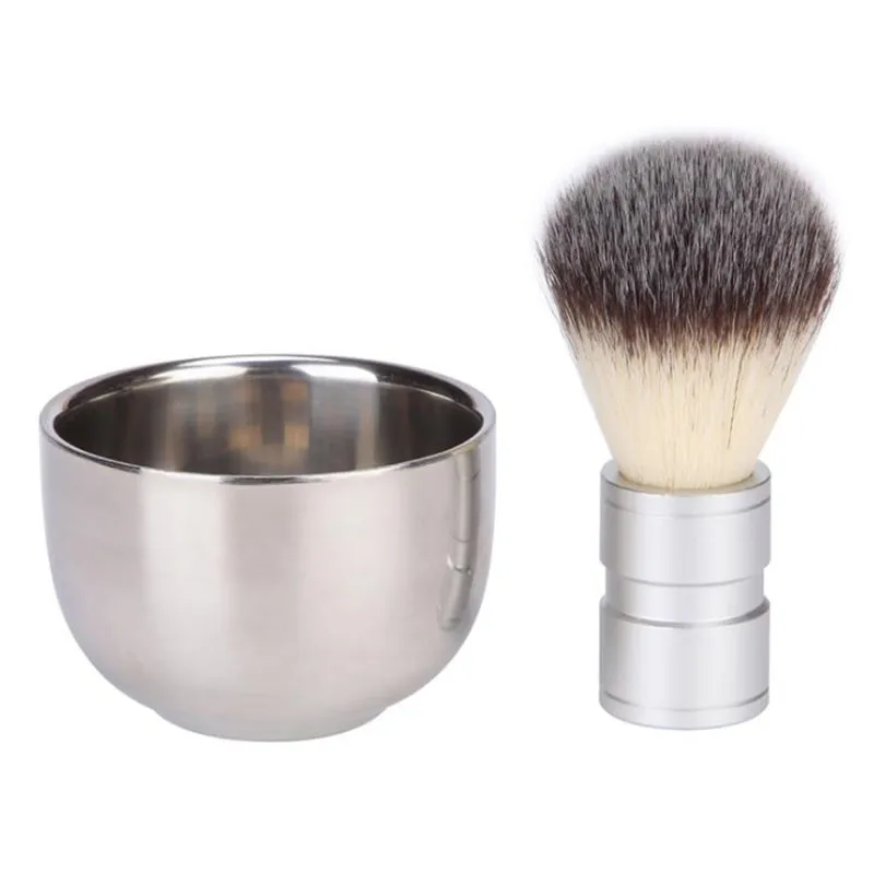 Rasage rasage rasoir brosse avec acier inoxydable métal rasage rasage brosse tasse bol tasse pour hommes expédition rapide F1498