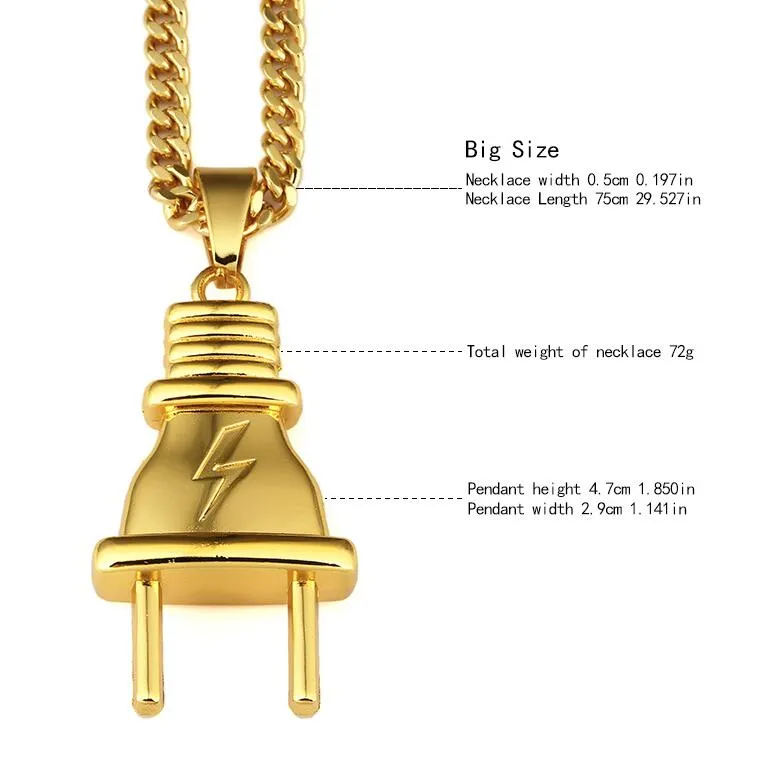 Plugue criativo 18 K Banhado A Ouro hip hop colar de jóias para homens moda de rua de alta dança pingentes homens novas cadeias de rapper de ouro frete grátis