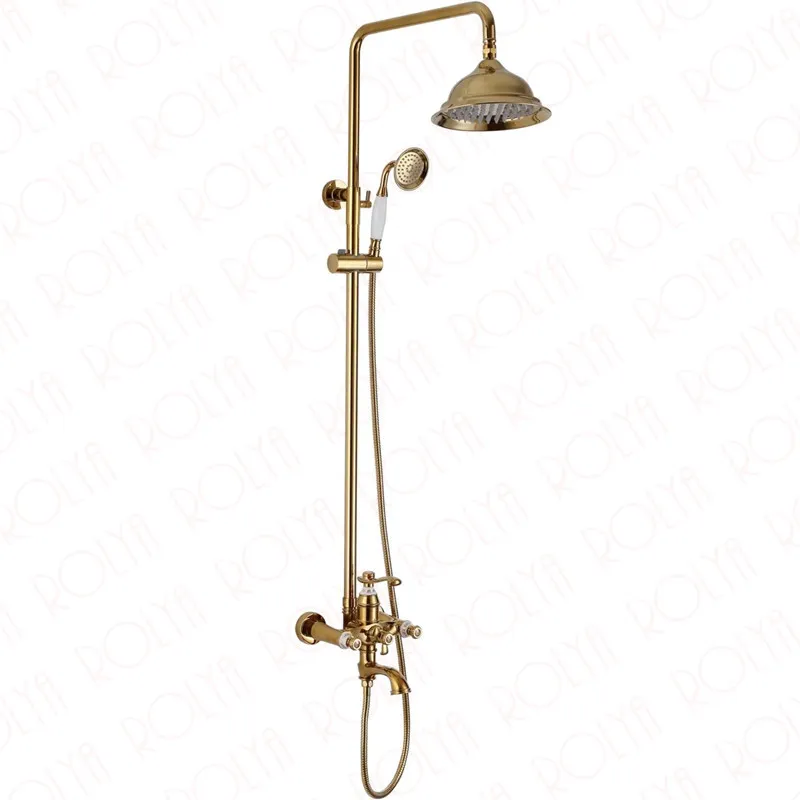 Rolya Venus Golden / White / Orb / Chrome Exposed Luxurious Bathroom Shower System BathShower Mixer Set